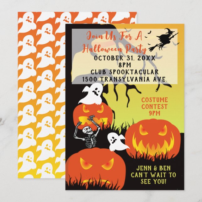 Convites Bombas E Fantasmas Juntam-Se A Nós Para Uma Festa  (Frente/Verso)