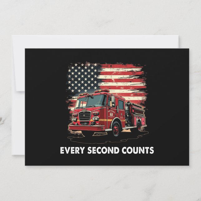 Convites Bombeiro Americano Flag Thin Red Line (Frente)