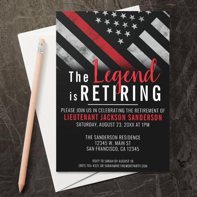 Convites Bombeiro Aposentado Sinalizador da Linha Vermelha (Perfect for a retirement party for retiring firefighters, lieutenants, captains, etc!)