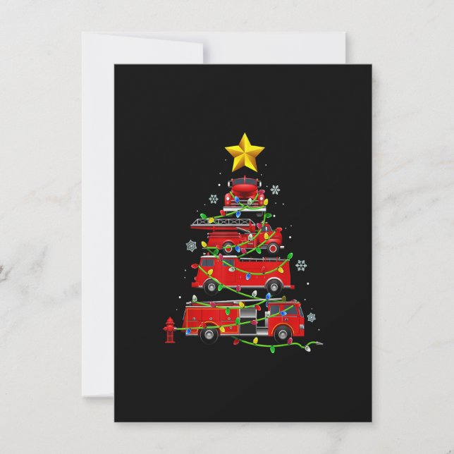 Convites Bombeiro Caminhão Árvore de Natal T Camisas Mulher (Frente)