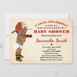 Convites Bombeiro em seu caminho Chá de fraldas Afro-Americ