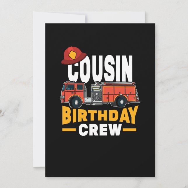 Convites Bombeiro Engraçado Cousin Birthday Crew (Frente)