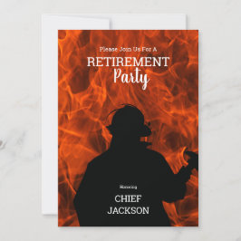 Convites Bombeiro Silhouette Flames, Partido de Aposentação