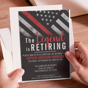 Convites Bombeiro Thin Red Line Flag Retirement