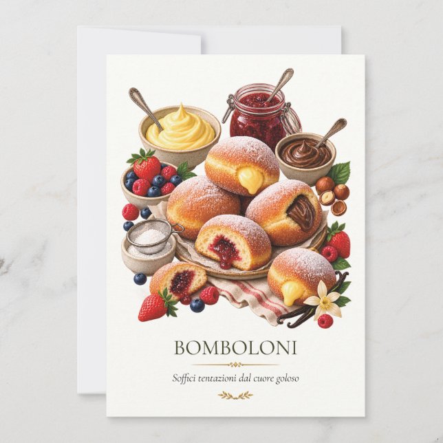 Convites Bomboloni – Vintage Italian Dessert (Frente)