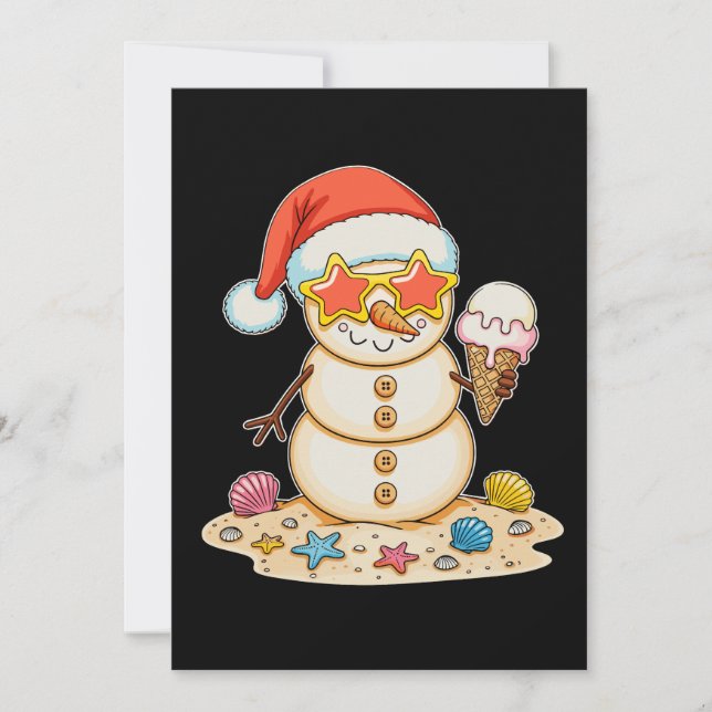Convites Bondeco de Areia Chapéu de Papai Noel Natal Vibraç (Frente)