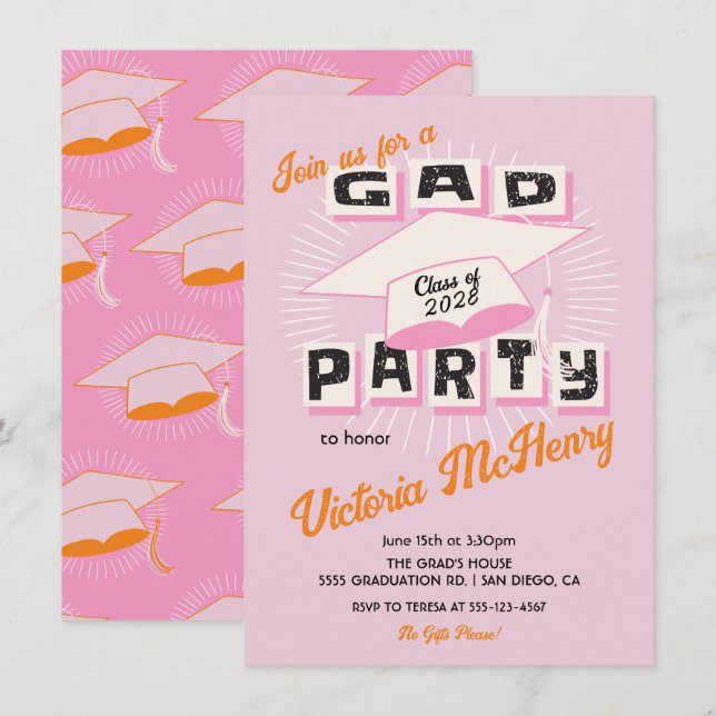 Convites Boné de Festa de formatura Brilhante do Mod (Frente/Verso)