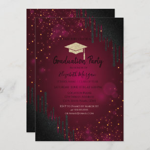 Convites Boné De Formando Leve,Confetti Preto Coloca Vermel