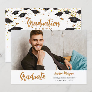 Convites Boné de formatura de confetti Dourado de Fotograf