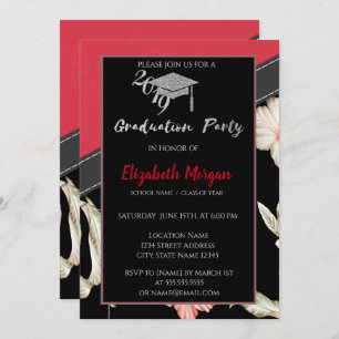 Convites Boné de formatura De Lente De Prata, Flores