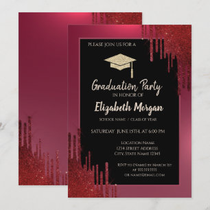 Convites Boné de formatura De Leve,Graduação Vermelha De