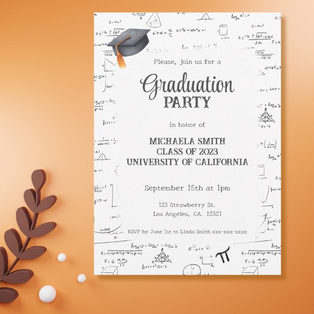 Convites Boné de formatura de Matemática Negra (Criador carregado)