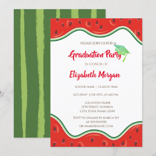 Convites Boné de formatura de relva, graduação de melanc