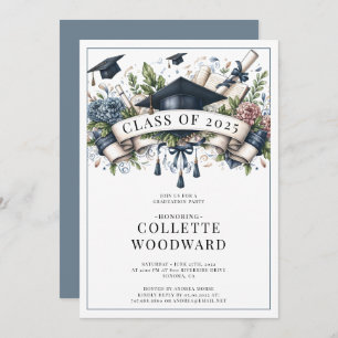 Convites Boné de formatura Diploma Floral Banner Formando P
