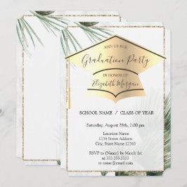 Convites Boné de formatura Dourado,Graduação de Folhas de P