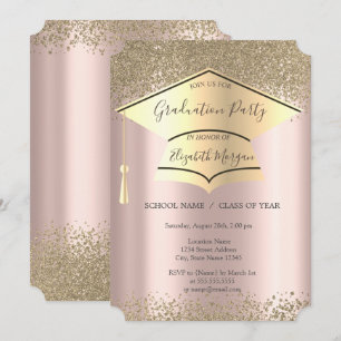 Convites Boné de formatura Dourado,Graduação Dourada Ros