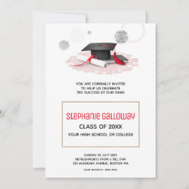 Convites Boné de formatura preto e branco - Quadro brilhant