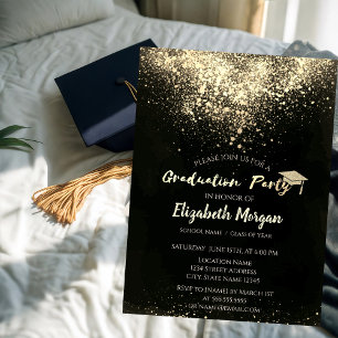 Convites Boné Dourado de brilho, Festa de formatura de Con
