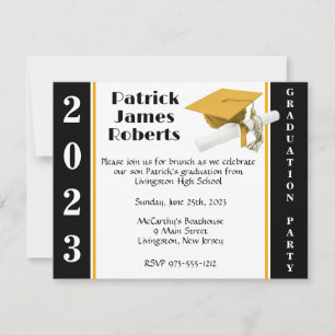 Convites Boné e Diploma, Graduação Preta e Dourada