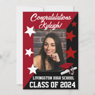 Convites Boné e estrelas 5x7 Formatação Vermelha e Preta