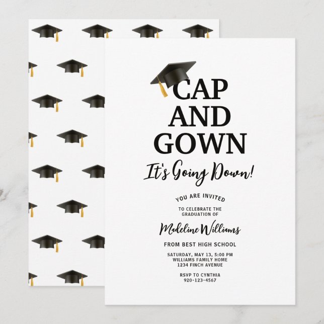 Convites Boné e palhaço está descendo a graduação (Frente/Verso)