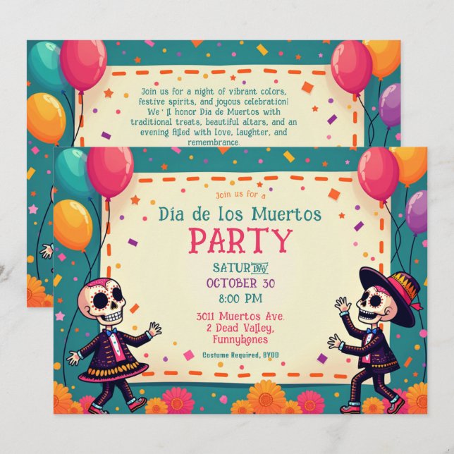 Convites 💀 Bone to Fiesta (Frente/Verso)