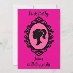 Convites Boneca Brilhante Fashion Glam-Rosa-Rosa