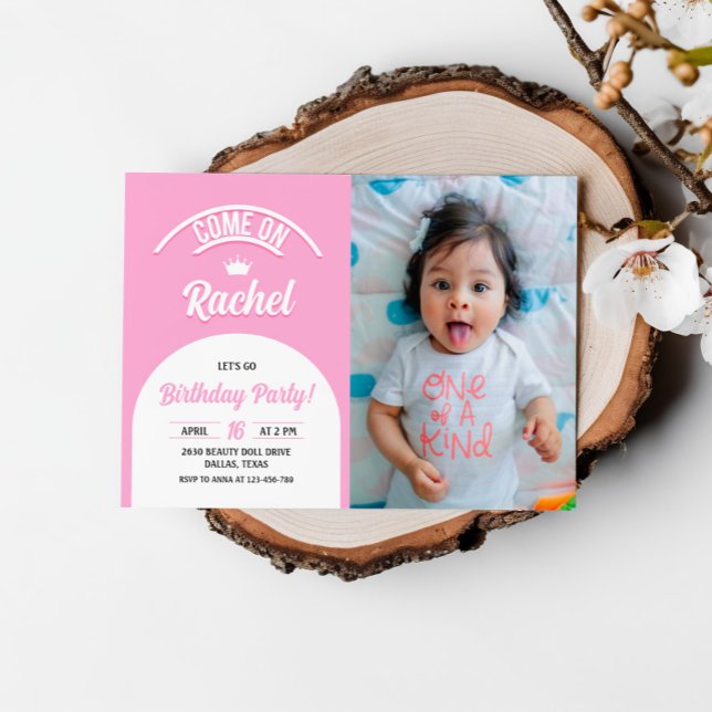 Convites Boneca Rosa Quente Convidar, Foto do Festa de Bone (Criador carregado)