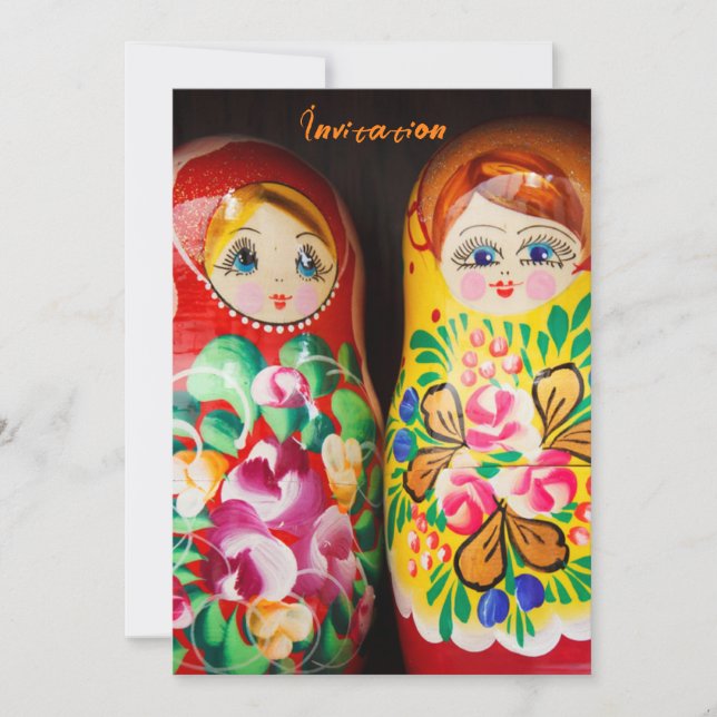 Convites Bonecas Matryoshka Coloridas (Frente)