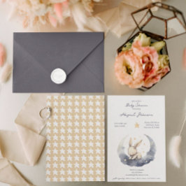 Convites Boneco de bebê bonito em uma lua com Chá de fralda