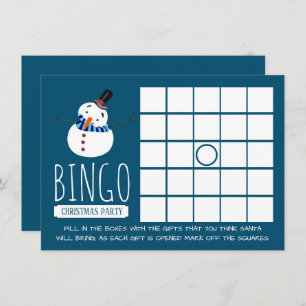 Convites Boneco de neve azul, Bingo da festa de Natal