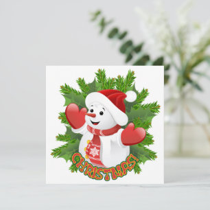 Convites Boneco de Neve Bebê com Ornamento de Flocos de Nev