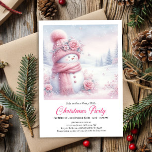 Convites Boneco de Neve Coquette Rosa Suave Natal Edição In