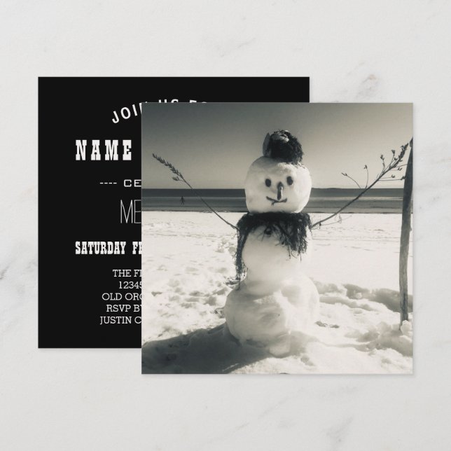 Convites boneco de neve da costa (Frente/Verso)