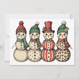 Convites Boneco de Neve de Natal Leopardo Xadrez Vintage