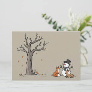 Convites Boneco de Neve de Natal Raposa e Cervo Animal da F