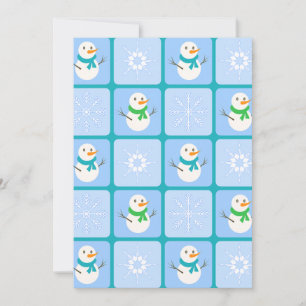 Convites Boneco de neve e flocos de neve com padrão xadrez