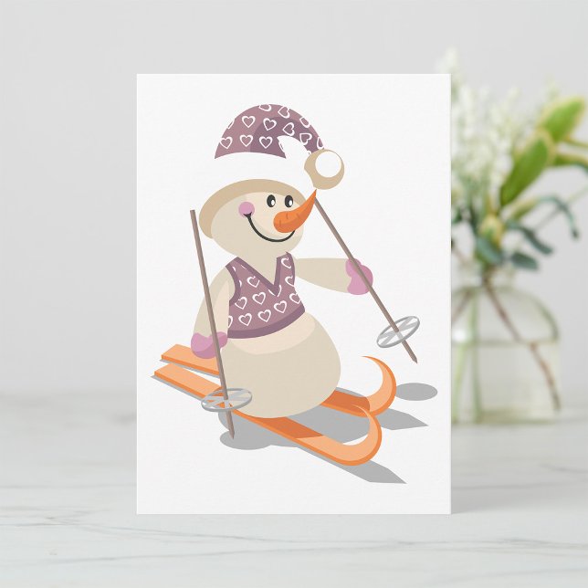Convites Boneco de Neve Esquiando (Criador carregado)