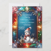 Boneco de Neve Fofo em Moldura de Vidro Colorido F