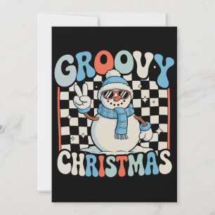 Convites Boneco de Neve Groovy Xadrez Natal Xmas Crianças N