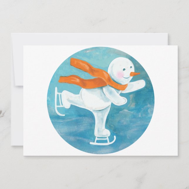 Convites Boneco de Neve Patinando no Gelo   (Frente)