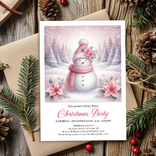 Convites Boneco de Neve Rosa Caprichoso Edição de Natal Cri