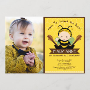 Convites Bonita Bumble Bee Bee Honey Bee primeiro aniversar
