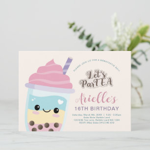 Convites Bonita e Minimalista Boba Bubble Tea Aniversário