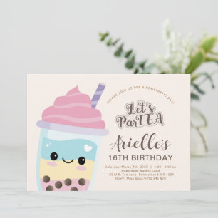 Convites Bonita e Minimalista Boba Bubble Tea Aniversário