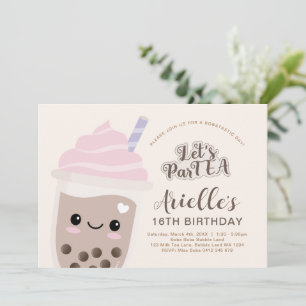 Convites Bonita e Minimalista Boba Bubble Tea Birthday