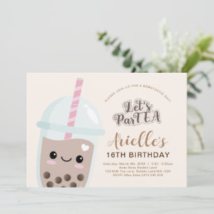 Convites Bonita e Minimalista Boba Bubble Tea Birthday