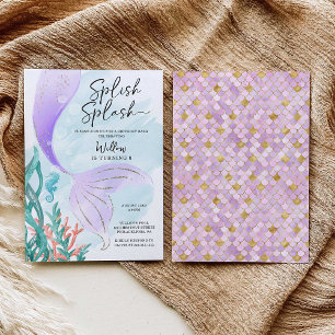 Convites Bonita Festa de aniversário de Sereia