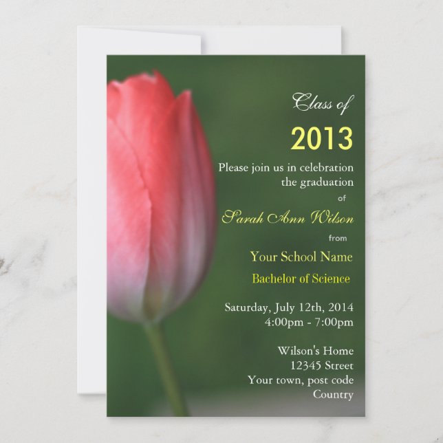 Convites Bonita festa de formatura de tulipa rosa (Frente)
