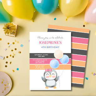 Convites Bonita Garota-Balão-de-Pinguim